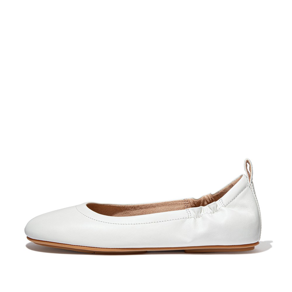 Fitflop Womens Ballet Flats - Allegro Soft Leather - White - 251-ETYMDF